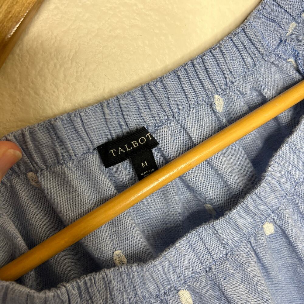 Talbots Light Blue Off Shoulder Embroidered Eyelet Top Medium - Picture 2 of 9